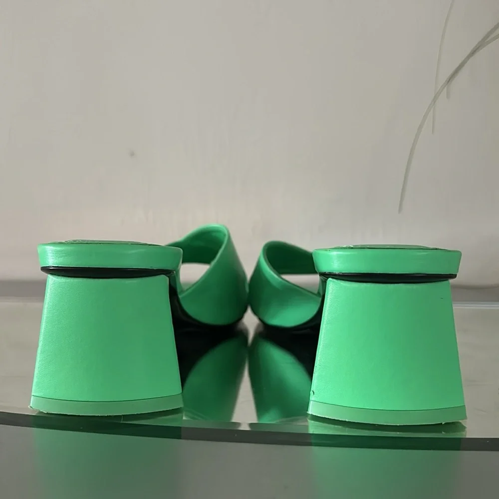 ZARA Mid Height Block Heel Sandals Size 9 (EU 40) Green - Picture 8 of 16